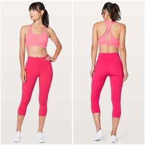 EUC Lululemon Fast Free Crop II *Nulux 19" Fuchsia Pink Women’s Size 4 #W6AKHS